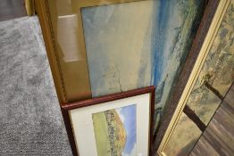 A local interest water colour of Sedbergh and similar gilt framed print