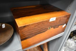 An early Edwardian sewing case or box having fruitwood style veneer