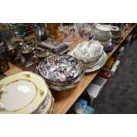 A large selection of plates and tureens including crown ducal and Victoria etc