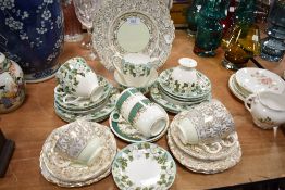 A selection of tea cups and saucers including Montrose Gladstone and Colclough