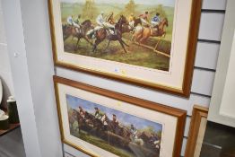 A pair of race horse themed full colour prints after Mark Smallman