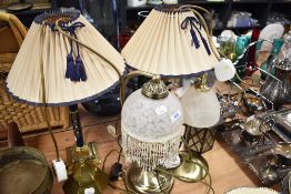 Four table or bedside lamps including a pair and art deco styles