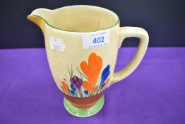 A large Clarice Cliff Crocus Bizarre jug.