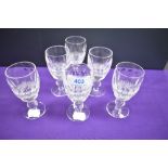 A set of Waterford crystal 'Coleen' port or sherry glasses.