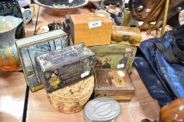 A selection of collectable tins and trinket boxes including Thornes