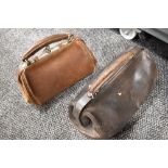 Two vintage Gladstone style leather bags