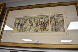 A print, Punch, cycling interest, 18 x 48cm, plus frame and glazed