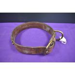 A large vintage dog or pet collar leather and brass studded inscribed with 'To my faithful pal