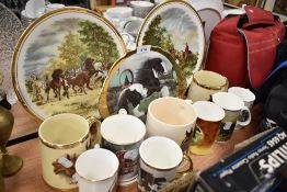 A selection of horse themed cups mugs and plates