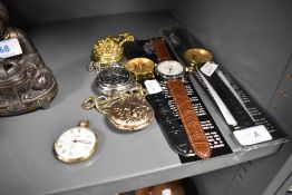 Four pocket watches and three mens fashion wristwatches including Sekonda