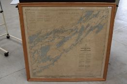 A pine framed map, Maritime interest, Canada, approx 100 x 100cm