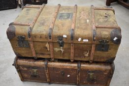 Two vintage luggage trunks