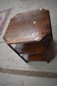 An early 20th Century oak bookshelf table, width approx. 51cm