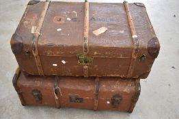 Two vintage travel trunks