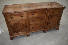 A 19th Century golden oak breakfront sideboard or dresser base, width approx. 153cm