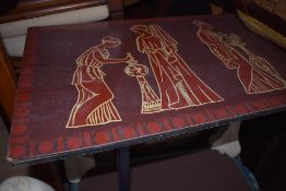 A vintage coffee table in the Piper style, having Greco-Romanesque decoration, approx. 115 x 38cm