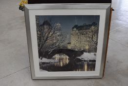 An oversized print, Twilight in Central Park, approx 100 x 100cmn