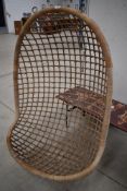 A vintage wicker hanging seat (seat and hooks only)