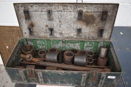 A selection of large AF and Whitworth sockets including military , Britool , King Dick and