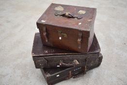 Three antique and vintage travel cases