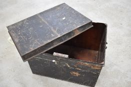 A vintage tin trunk