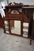 A Victorian stained frame credenza mirror back