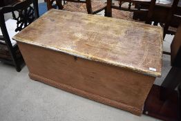 A traditional part stripped pine bedding box, approx dimensions. 105 x 54 x 48cm