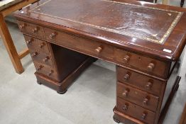 A 19th Century mahogany pedestal desk