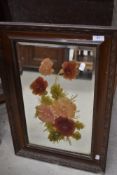 Ac 19th Century stained frame wall mirror with painted floral decoration