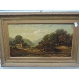 An oil painting, WHW, country landscapes C19th, initialled, 24 x 44cm, plus frame and glazed