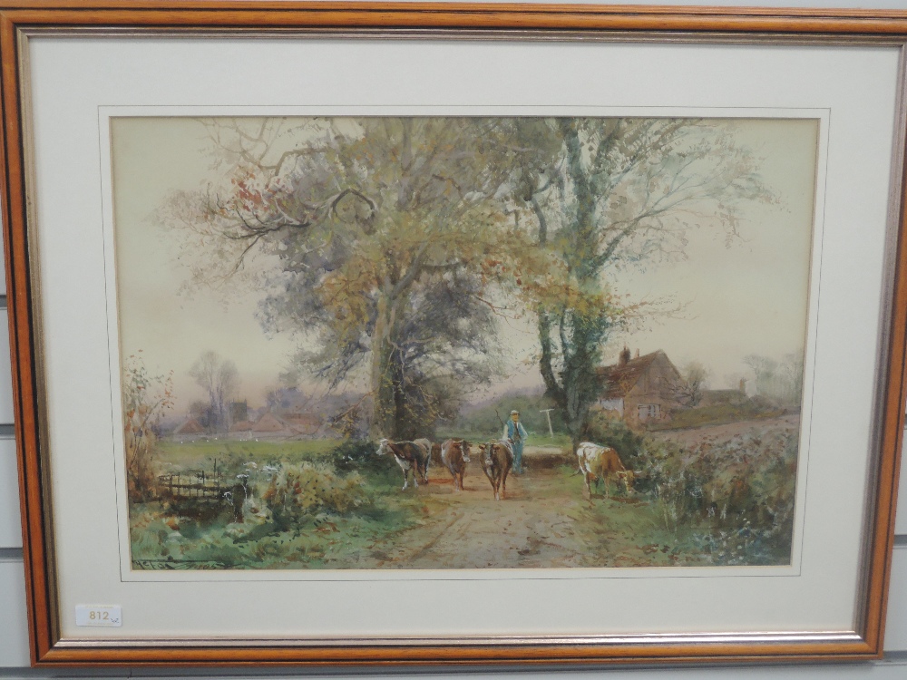 A pair of watercolours, H C Fox, farmsteads and cattle, signed and dated 1905, each 35 x 52cm, - Image 2 of 4