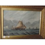 An oil painting, sailing smacks off Kent, 40 x 60cm, plus frame and glazed