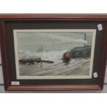 A watercolour, Barden, locomotive shed, signed and dated (19)91, 20 x 30cm, plus frame and glazed