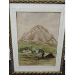 A watercolour, mountainous landscape, 51 x 35cm, plus frame and glazed