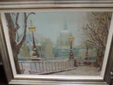 A Ltd Ed print, after Rolf Harris, London in winter, signed and num 35/49, 68 x 95cm, plus frame