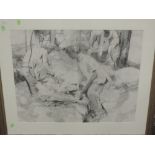 A pencil sketch, Goodall, sheep shearing, 54 x 67cm, plus frame and glazed