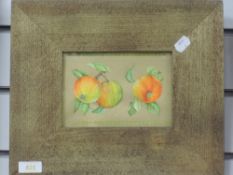 A watercolour, still life apples, 11 x 17cm, plus frame and glazed