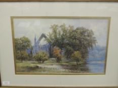 A watercolour, John Peaston, Bolton Abbey, indistinctly signed, 27 x 43cm, plus frame and glazed