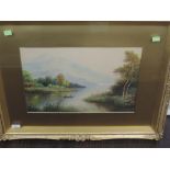 A watercolour, Milton Drinkwater, Loch Lomond, signed and attributed verso, 29 x 44cm, plus frame