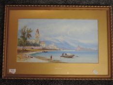 A watercolour, Edwin St John, Lake Lugano, signed, 24 x 44cm, plus frame and glazed