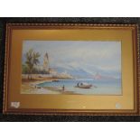 A watercolour, Edwin St John, Lake Lugano, signed, 24 x 44cm, plus frame and glazed