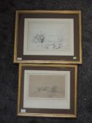 Two pencil sketches, attributed to Henry Harris Lines, Richmond, dated 1831, 22 x 33cm, and