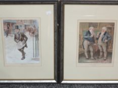 A set of four prints, after Reynolds, Dickensian characters, for Buchanan whisky, each 28 x 20cm,