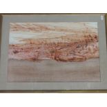 An oil painting, ripolin enamel, Sidney Nolan, Red desert- central Australia, NOT signed, 50 x 75cm,