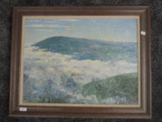 An oil painting, R H Sauter, impressionist cloud inversion scene, signed and dated 1927, 44 x