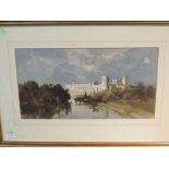 A watercolour, Anthony Flemming, Warwick castle, signed, 26 x 48cm, plus frame and glazed