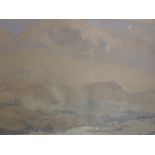 A watercolour, W H Somervell, sepia landscape, indistinctly signed and dated 1917, 24 x 34cm, plus