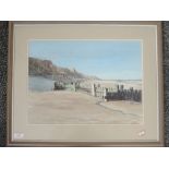 A watercolour, F W Porter, beach scene, 30 x 42cm, plus frame and glazed