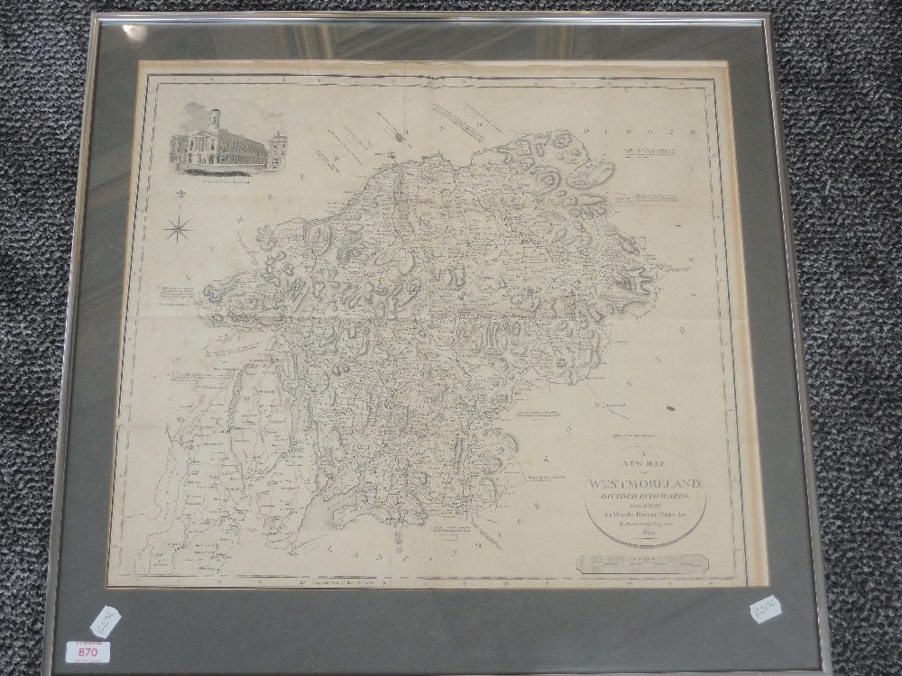A map, John Carey, Westmoreland, Divided into Wards, dated 1829, 48 x 54cm, plus frame and glazed