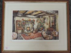 A Ltd Ed print, after Judy Boyes, A Festive Evening at a Lakeland Inn, signed, and num 67/850, 26